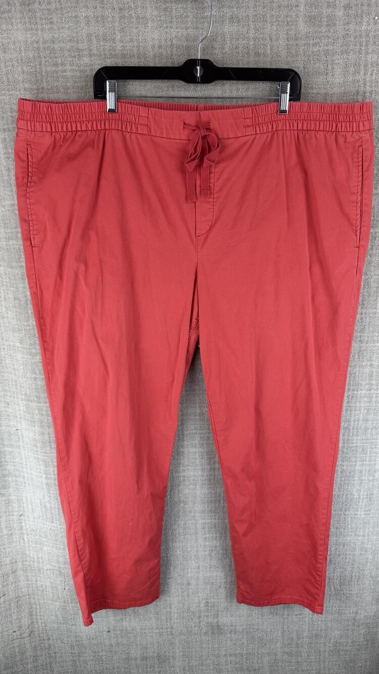 Old Navy Pants Womens 24 Plus Red Cropped Tapered Stretch Twill Drawstring